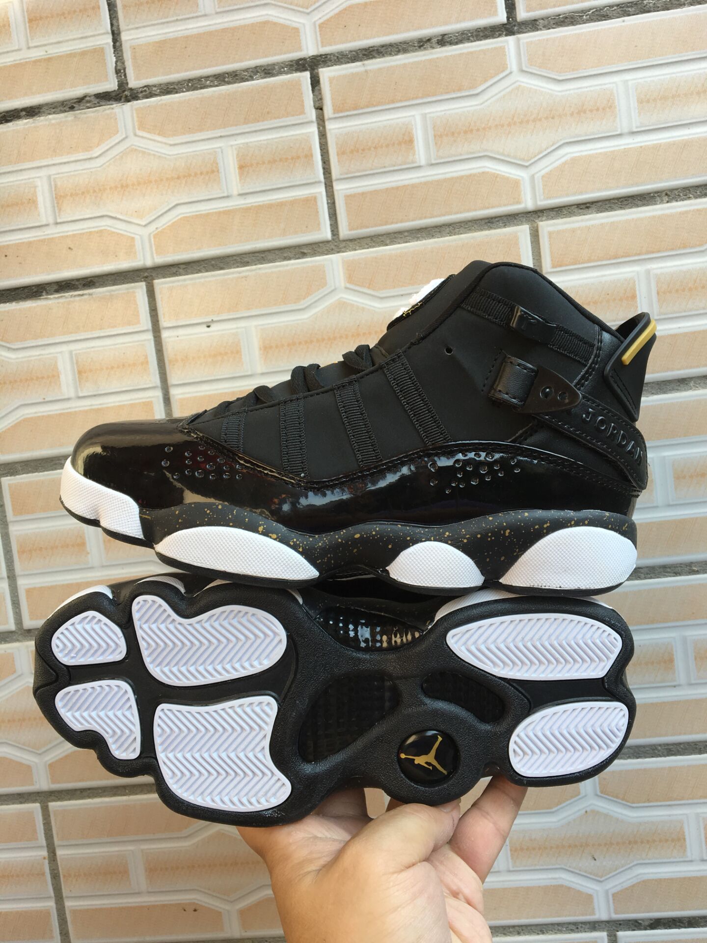 New Women Air Jordan Six Rings Black White Yellow Shoes